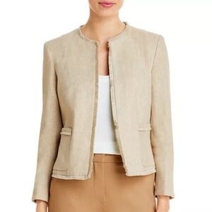 Weekend Max Mara Fringe Trim Linen Jacket Size Small